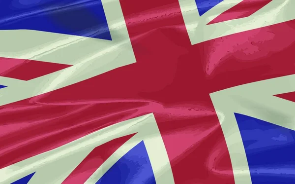 British Union Flagcloseup Union Jack Used Board Ship Silk Satin — Stock Vector