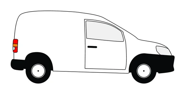 Small White Delivery Van Copy Space Isolated White Background — Stock Vector