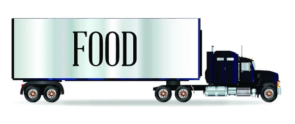 Parte Delantera Camión Grande Sobre Fondo Blanco Con Inscripción Alimentos — Vector de stock