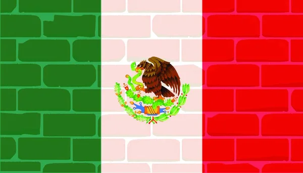 Meksykańska Flaga Murze — Wektor stockowy