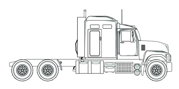 Die Front Eines Großen Lastwagens Vor Weißem Hintergrund — Stockvektor