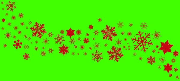 Une Bannière Flocons Neige Rouge Sur Fond Vert — Image vectorielle