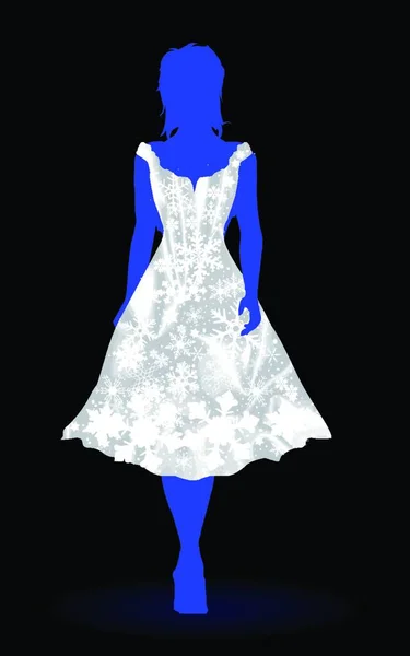 Σιλουέτα Ενός Κοριτσιού Βασίλισσα Του Χιονιού Ένα Φόρεμα Κατασκευασμένο Από — Διανυσματικό Αρχείο