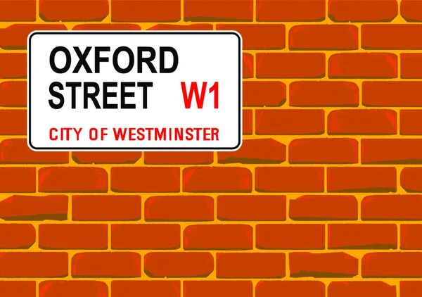 Sinal Nome Rua Oxford Street West One Uma Parede Tijolo —  Vetores de Stock