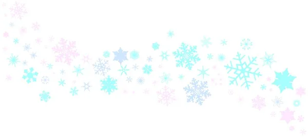 Ein Banner Aus Pastellfarbenen Schneeflocken Vor Weißem Hintergrund — Stockvektor