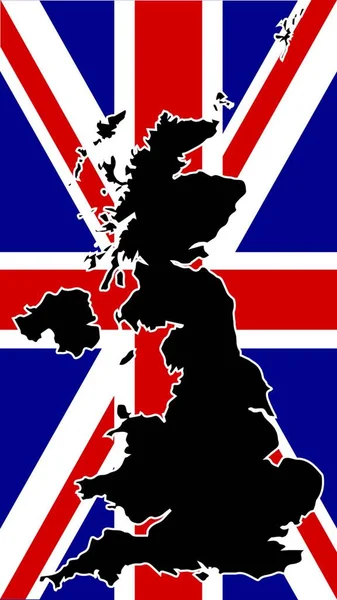 Silhouette United Kingdom Set Union Flag — Stock Vector