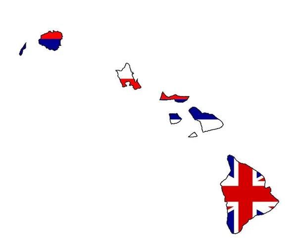Mapa Traçado Dos Ilhéus Havaí Sobre Fundo Branco Com Entrada — Vetor de Stock
