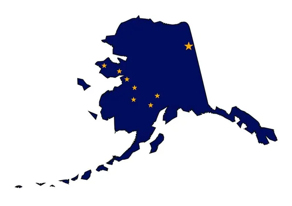 Esquema Del Estado Alaska Aislado Con Inset Bandera Estatal — Vector de stock