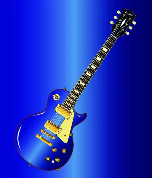 Guitarra Definitiva Rock Roll Azul Isolado Sobre Fundo Azul — Vetor de Stock