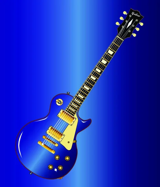 Die Definitive Rock Roll Gitarre Blau Isoliert Vor Blauem Hintergrund — Stockvektor