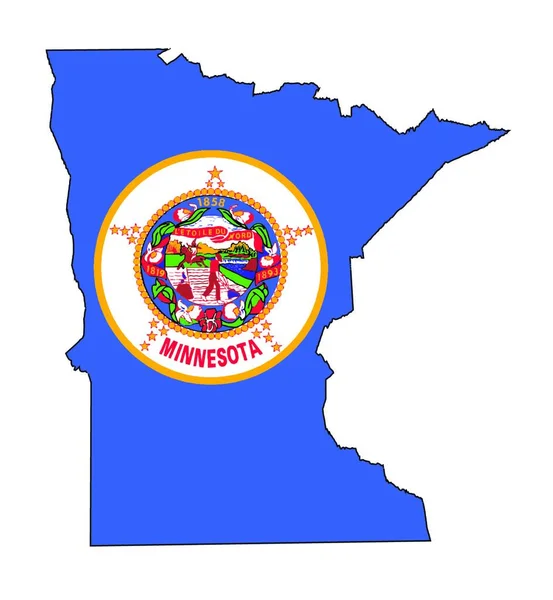 Mapa Esboço Minnesota Isolado Fundo Branco Com Bandeira Inserida —  Vetores de Stock