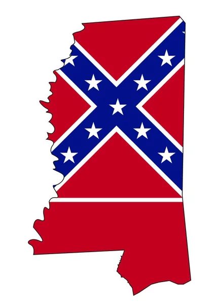 Carte État Mississippi Sur Fond Blanc Avec Incrustation Drapeau — Image vectorielle