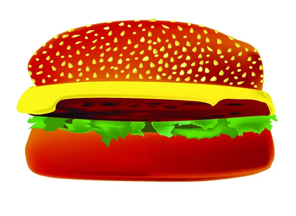 Hambúrguer Queijo Grande Pão Gergelim — Vetor de Stock