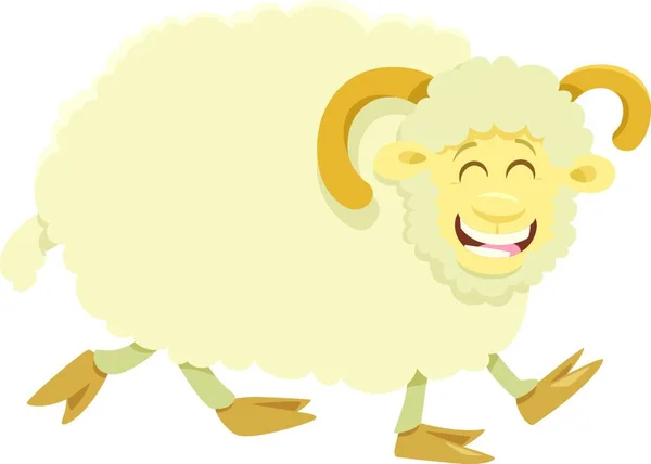 卡通插图快乐 Ram 农场动物字符 — 图库矢量图片