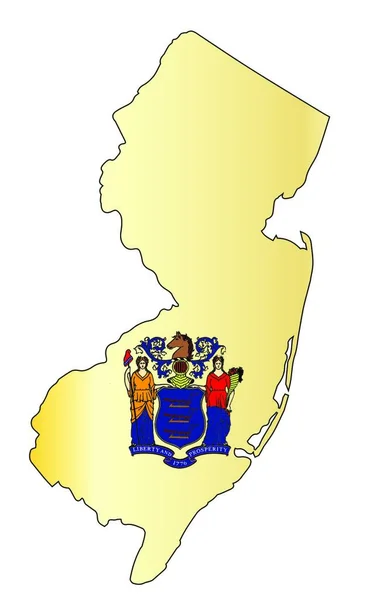 Obrysová Mapa Státu New Jersey Nad Bílým Pozadím Vloženou Mapou — Stockový vektor