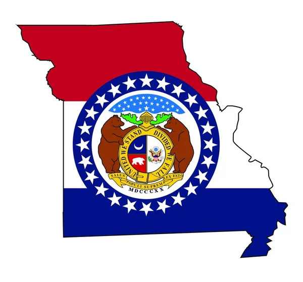 ミズーリ州の概要地図と国旗掲揚 — ストックベクタ