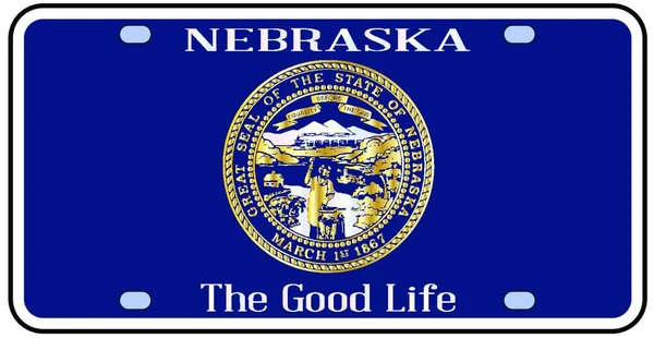 Placa Licencia Estatal Nebraska Los Colores Bandera Estatal — Vector de stock
