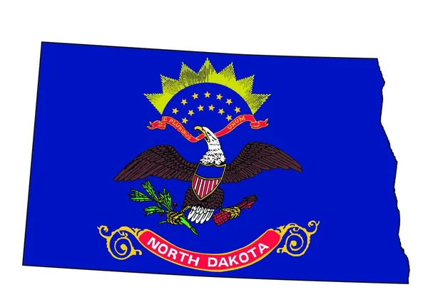 Esboço Estado Dakota Norte Isolado Com Bandeira Embutida —  Vetores de Stock