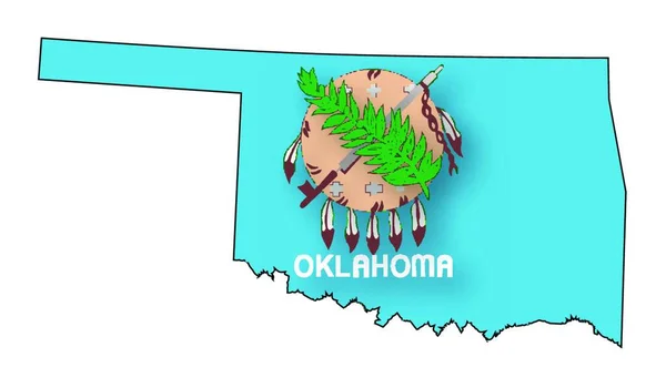 Carte Schématique État Oklahoma Aux États Unis Avec Incrustation Drapeau — Image vectorielle