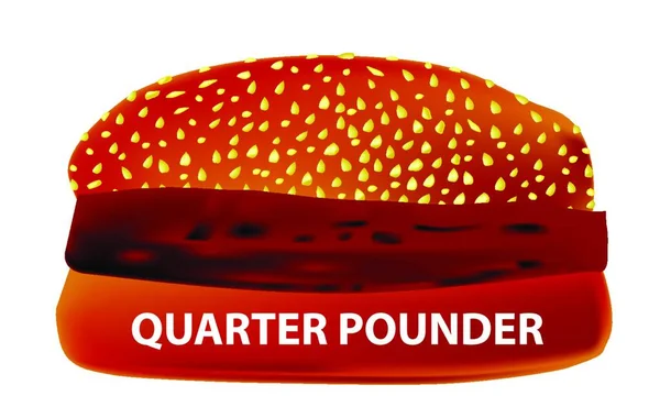 Hambúrguer Grande Quarter Pounder Pão Gergelim — Vetor de Stock