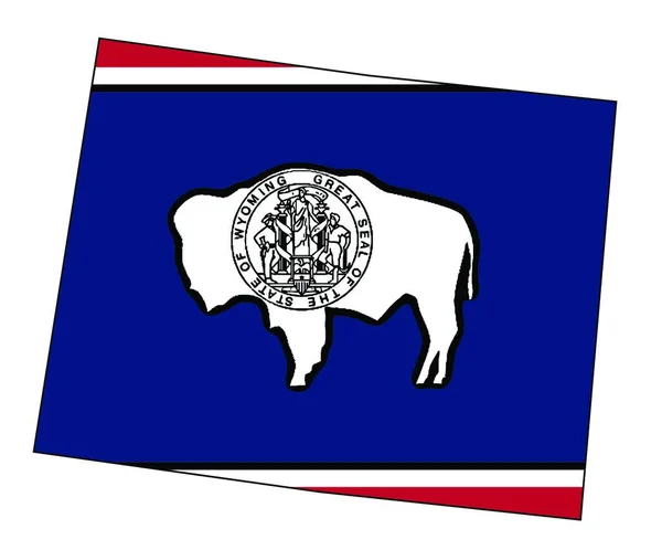 Obrys Státu Wyoming Izolovaný Vsazení Vlajky — Stockový vektor