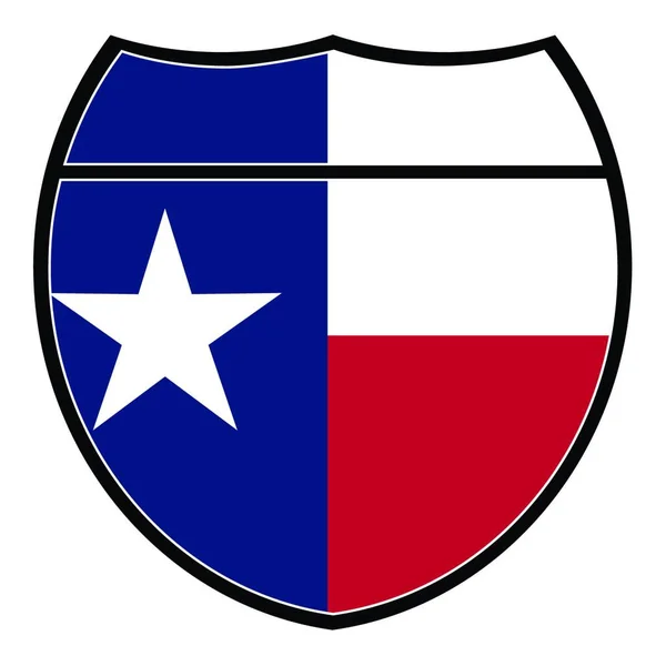 白い背景の州間標識のテキサス州旗 — ストックベクタ