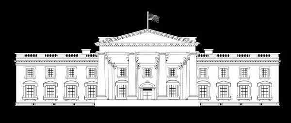 Representación Casa Blanca Con Presidente Los Estados Unidos Sobre Fondo — Vector de stock