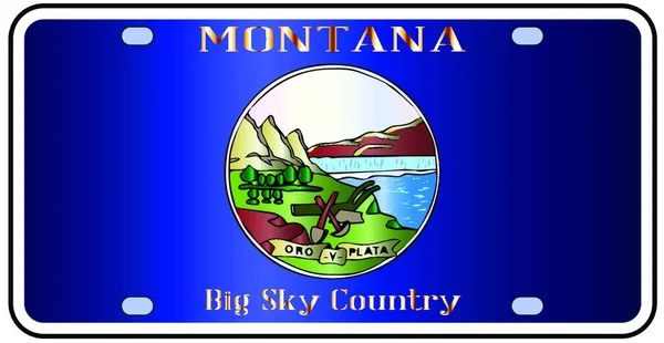 Placa Del Estado Montana Los Colores Bandera Del Estado Con — Vector de stock