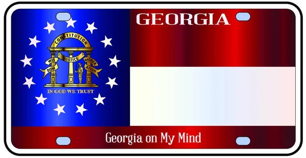 Matrícula Del Estado Georgia Los Colores Bandera Del Estado Con — Vector de stock