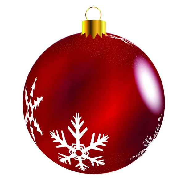Une Décoration Noël Rouge Brillant Avec Des Motifs Flocons Neige — Image vectorielle
