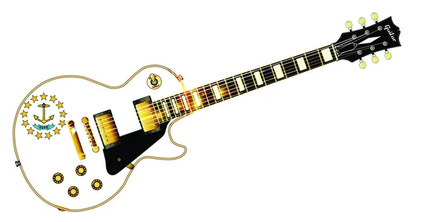 Guitarra Rock Roll Definitiva Con Bandera Del Sello Del Estado — Vector de stock