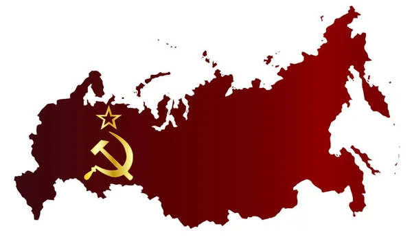 白い背景の上の旗のシルエットのロシアの地図 — ストックベクタ