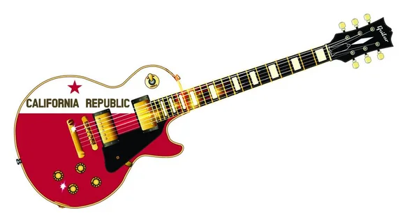 Guitare Rock Roll Définitive Avec Drapeau Drapeau État Californie Isolé — Image vectorielle