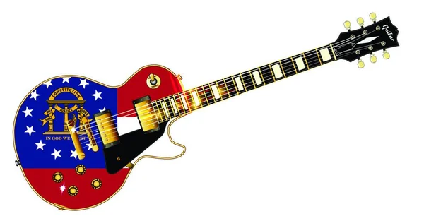 Guitarra Rock Roll Definitiva Con Bandera Del Sello Del Estado — Archivo Imágenes Vectoriales