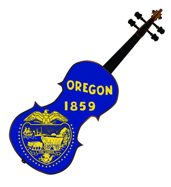 Een Typische Viool Met Oregon Staatsvlag Geïsoleerd Een Witte Achtergrond — Stockvector