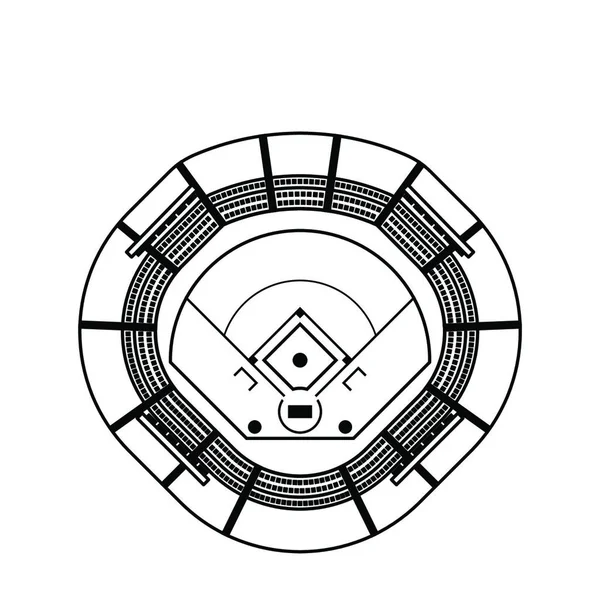 Icône Stade Baseball Conception Ligne Mince Illustration Vectorielle — Image vectorielle