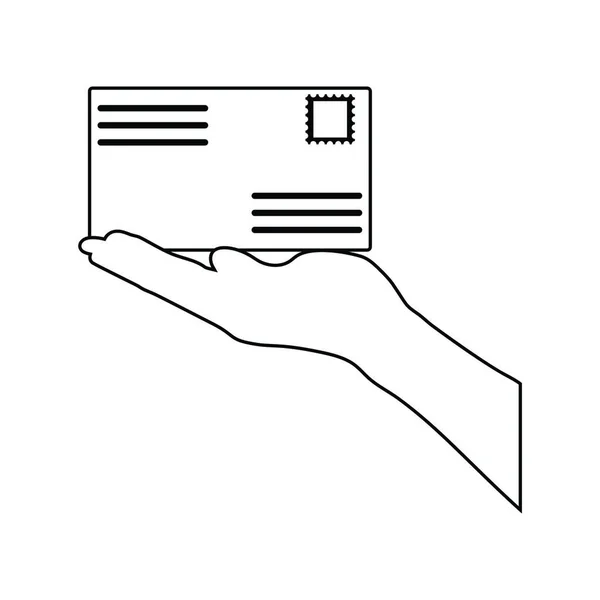 Εικονίδιο Του Χεριού Κρατώντας Επιστολή Λεπτή Γραμμή Σχεδιασμού Εικονογράφηση Διανύσματος — Διανυσματικό Αρχείο