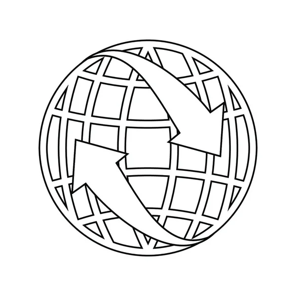 Oklu Globe Ikonu Nce Çizgi Tasarımı Vektör Illüstrasyonu — Stok Vektör