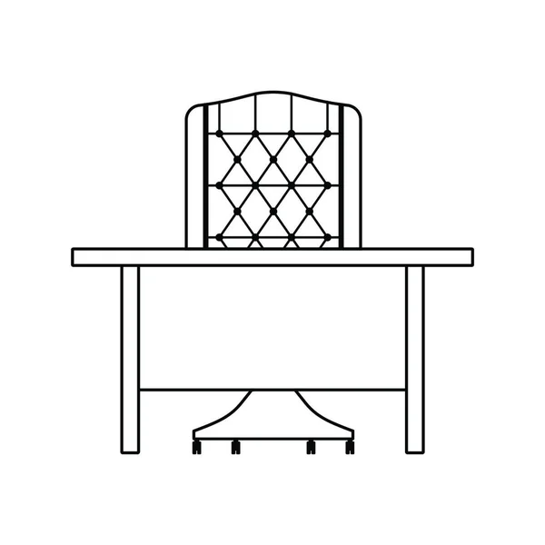 Icono Mesa Sillón Diseño Línea Delgada Ilustración Vectorial — Archivo Imágenes Vectoriales