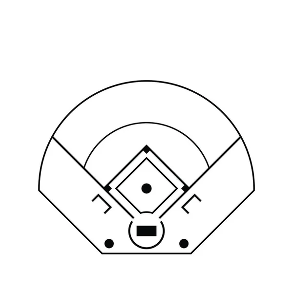 Campo Baseball Icona Vista Aerea Design Sottile Della Linea Illustrazione — Vettoriale Stock