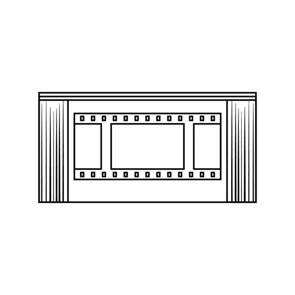 シネマ劇場の講堂のアイコン 細い線のデザイン ベクトル図 — ストックベクタ