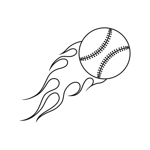 Baseball Fire Ball Icon Thin Line Design Vector Illustration — Stock Vector