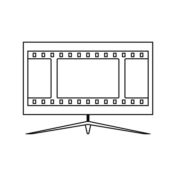 Cinema Scherm Pictogram Dunne Lijn Ontwerp Vectorillustratie — Stockvector