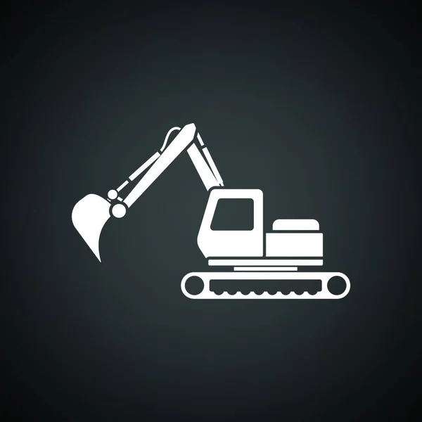 Icon Construction Excavator Black Background White Vector Illustration — Stock Vector