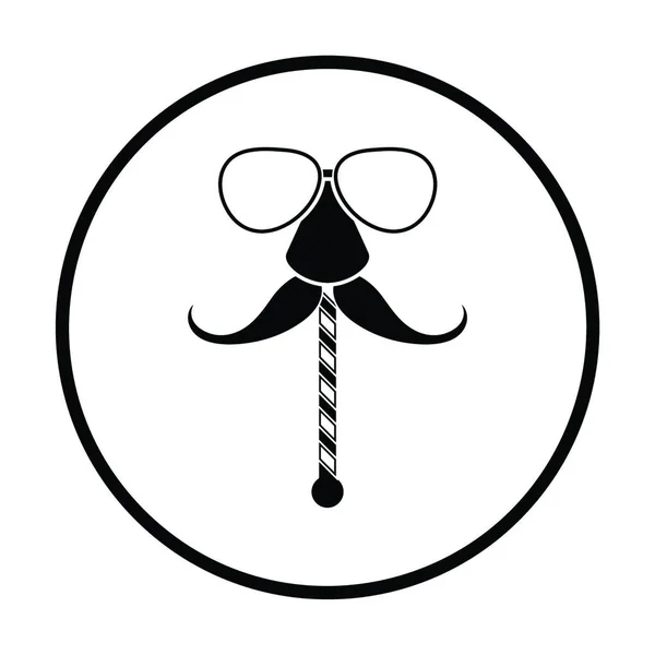 Icono Gafas Bigote Diseño Círculo Delgado Ilustración Vectorial — Archivo Imágenes Vectoriales