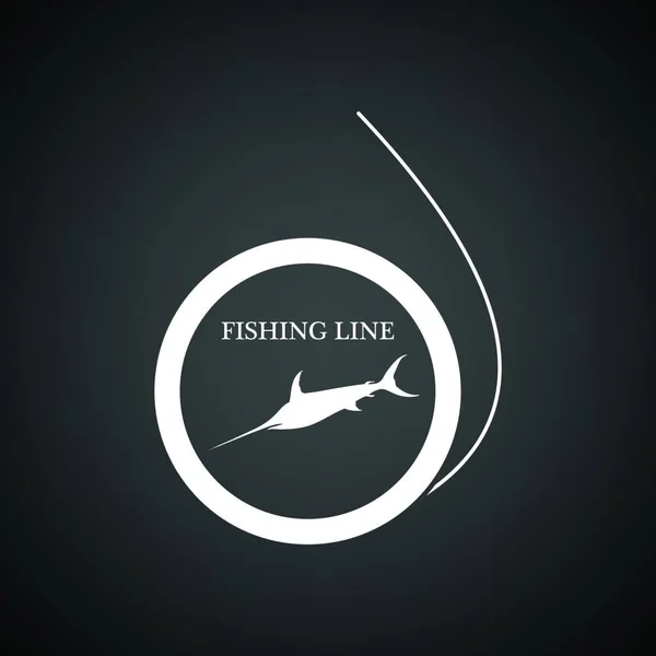 Ícone Linha Pesca Fundo Preto Com Branco Ilustração Vetorial — Vetor de Stock