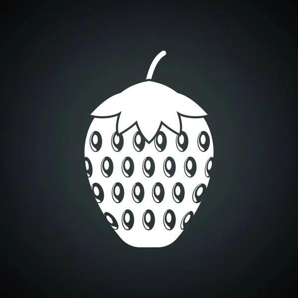 イチゴのアイコン 白と黒の背景 ベクトル図 — ストックベクタ