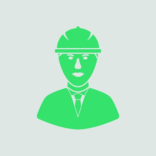 建筑工人头戴头盔的图标 与绿色的灰色背景 矢量图 — 图库矢量图片