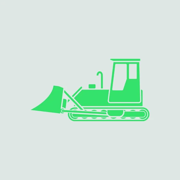 Ikona Budowlane Spychacz Szare Tło Zielonym Ilustracja Wektorowa — Wektor stockowy