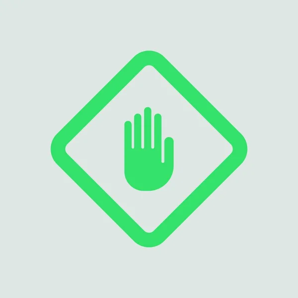 Εικονίδιο Προειδοποίησης Χέρι Γκρι Φόντο Πράσινο Εικονογράφηση Διάνυσμα — Διανυσματικό Αρχείο